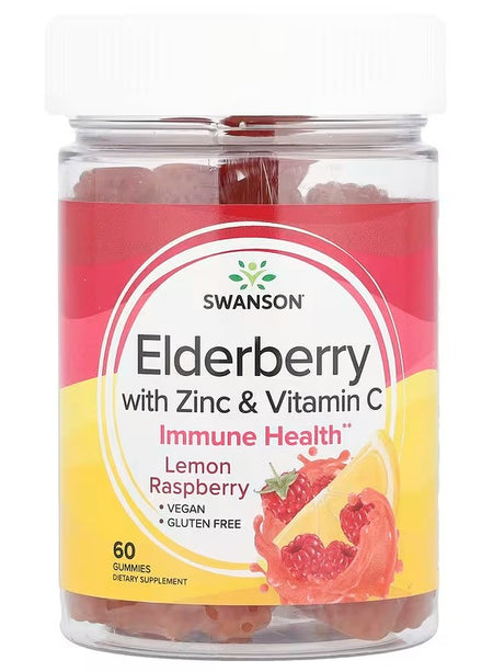 Swanson Elderberry Gummies with Zinc & Vitamin C, Lemon Raspberry - 60 Gummies - Lilly's Pharmacy
