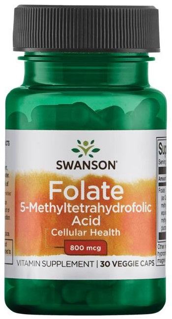 Swanson Folate (5-Methyltetrahydrofolic Acid), 800mcg - 30 Vcaps - Lilly's Pharmacy