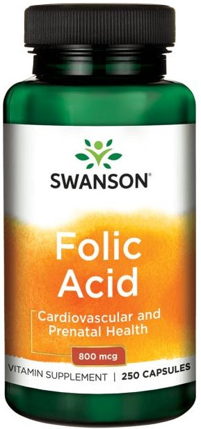 Swanson Folic Acid, 800mcg - 250 Caps - Lilly's Pharmacy