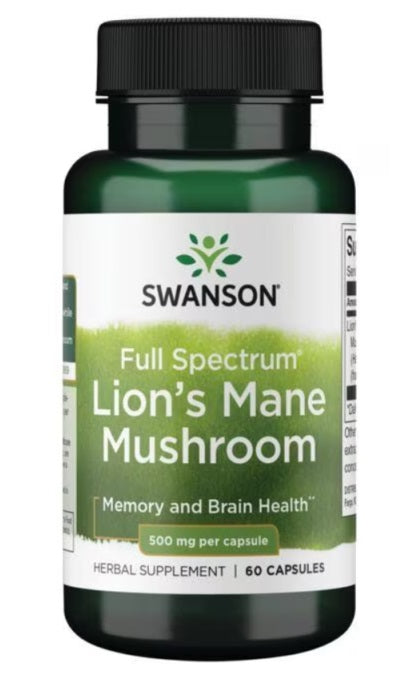 Swanson Full Spectrum Lion's Mane Mushroom, 500mg - 60 Caps - Lilly's Pharmacy