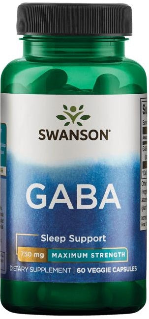 Swanson GABA, 750mg Maximum Strength - 60 Vcaps - Lilly's Pharmacy
