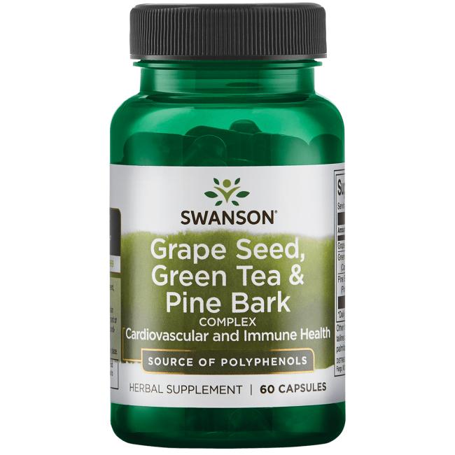 Swanson Grape Seed, Green Tea & Pine Bark Complex - 60 Caps - Lilly's Pharmacy