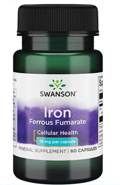 Swanson Iron (Ferrous Fumarate), 18mg - 60 Caps - Lilly's Pharmacy