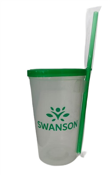 Swanson Plastic Cup with a Sipper, Transparent/Green - Lilly's Pharmacy