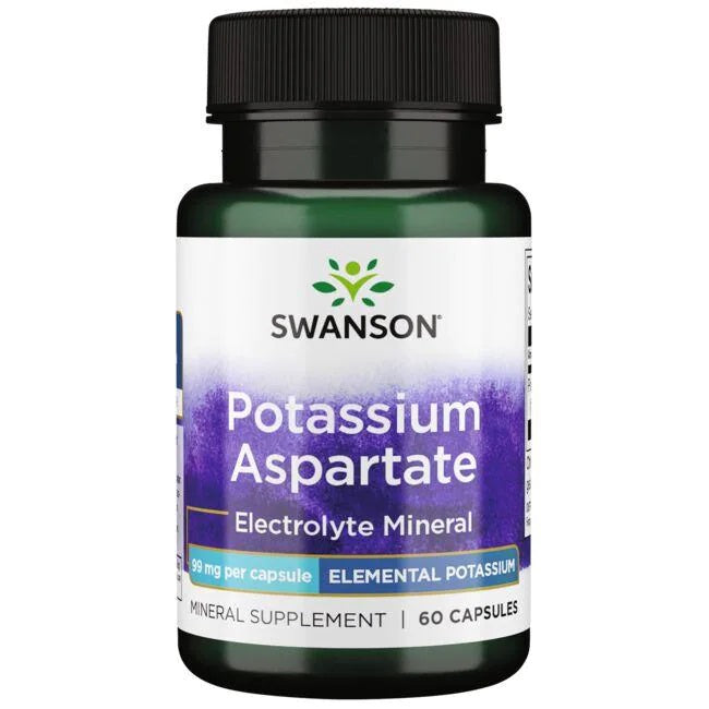 Swanson Potassium Aspartate, 99mg - 60 Caps - Lilly's Pharmacy