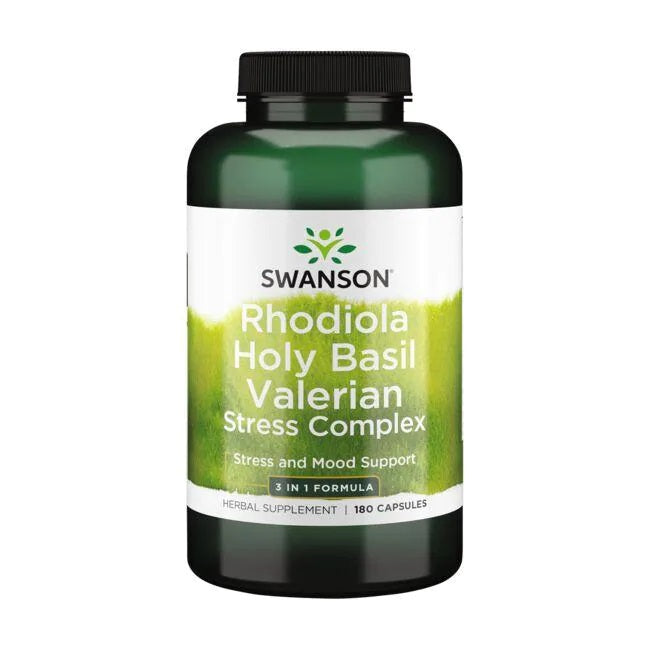 Swanson Rhodiola Holy Basil Valerian Stress Complex - 180 Caps - Lilly's Pharmacy