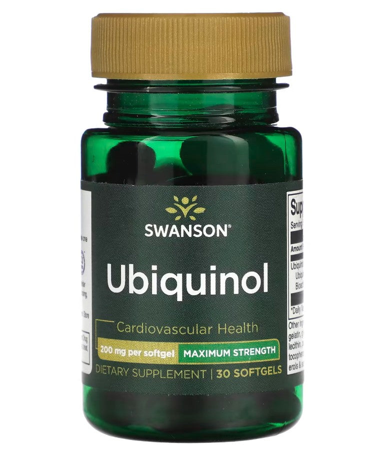 Swanson Ubiquinol, 200mg - 30 softgels (EAN 087614024608) - Lilly’s Pharmacy & Health Store