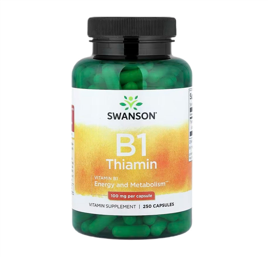 Swanson Vitamin B-1 (Thiamin), 100mg - 250 Caps - Lilly's Pharmacy