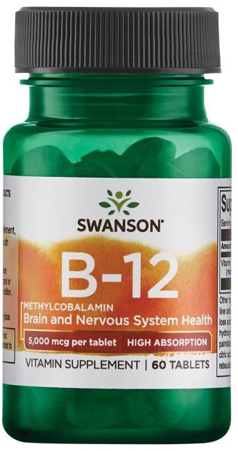 Swanson Vitamin B-12 Methylcobalamin, 5000mcg High Absorption - 60 Tablets - Lilly's Pharmacy