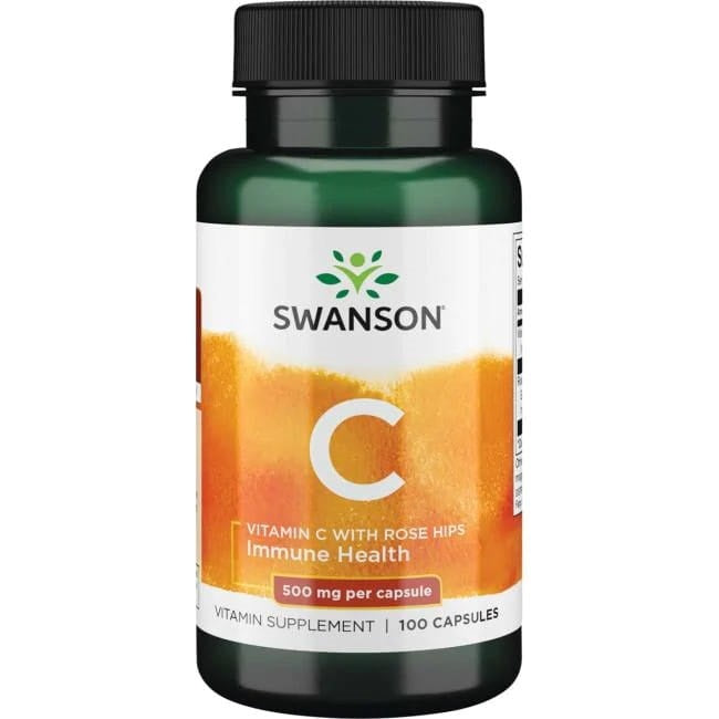 Swanson Vitamin C with Rose Hips Extract, 500mg - 100 Caps - Lilly's Pharmacy