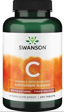Swanson Vitamin C with Rose Hips - Timed-Release, 500mg - 250 tablets - Lilly's Pharmacy