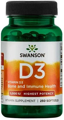 Swanson Vitamin D-3, 5000 IU - 250 softgels - Lilly's Pharmacy