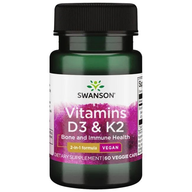 Swanson Vitamins D3 & K2, 50mcg & 75mcg - 60 Vcaps - Lilly's Pharmacy