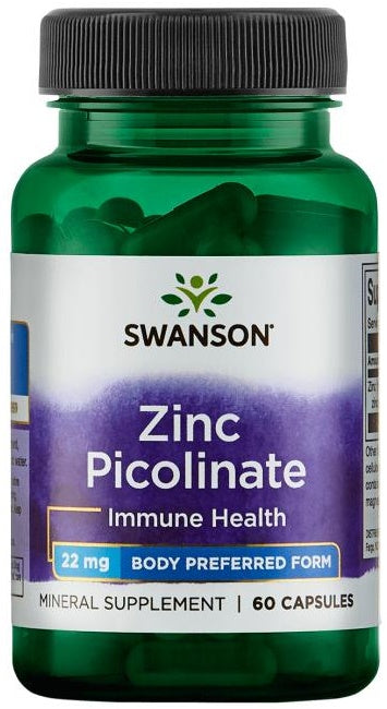 Swanson Zinc Picolinate Body Preferred Form, 22mg - 60 Caps - Lilly's Pharmacy