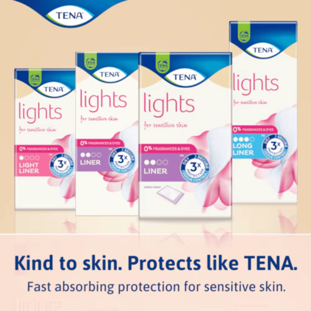 TENA Lights Incontinence Liner Single Wrap For Sensitive skin (Vinci) 22's- Lillys Pharmacy and Health Store