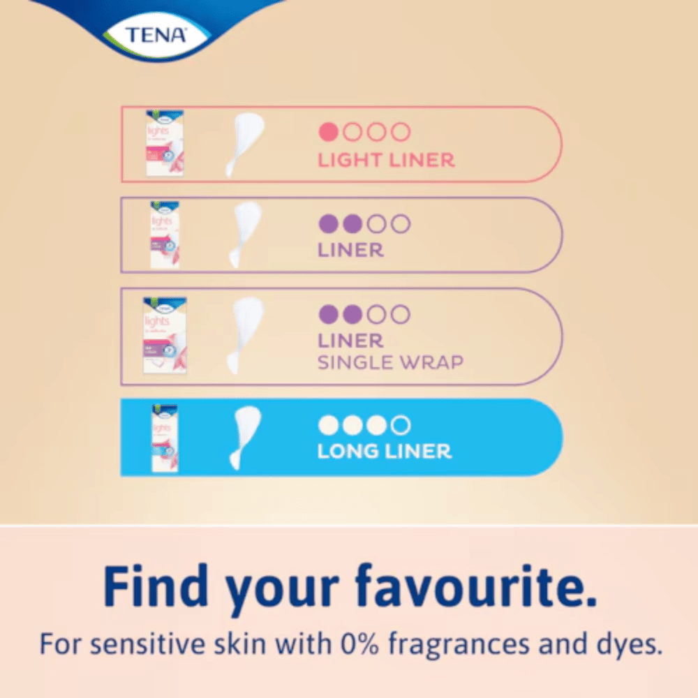 TENA Lights Long Incontinence Liner For Sensitive skin (Vinci) 20's- Lillys Pharmacy and Health Store