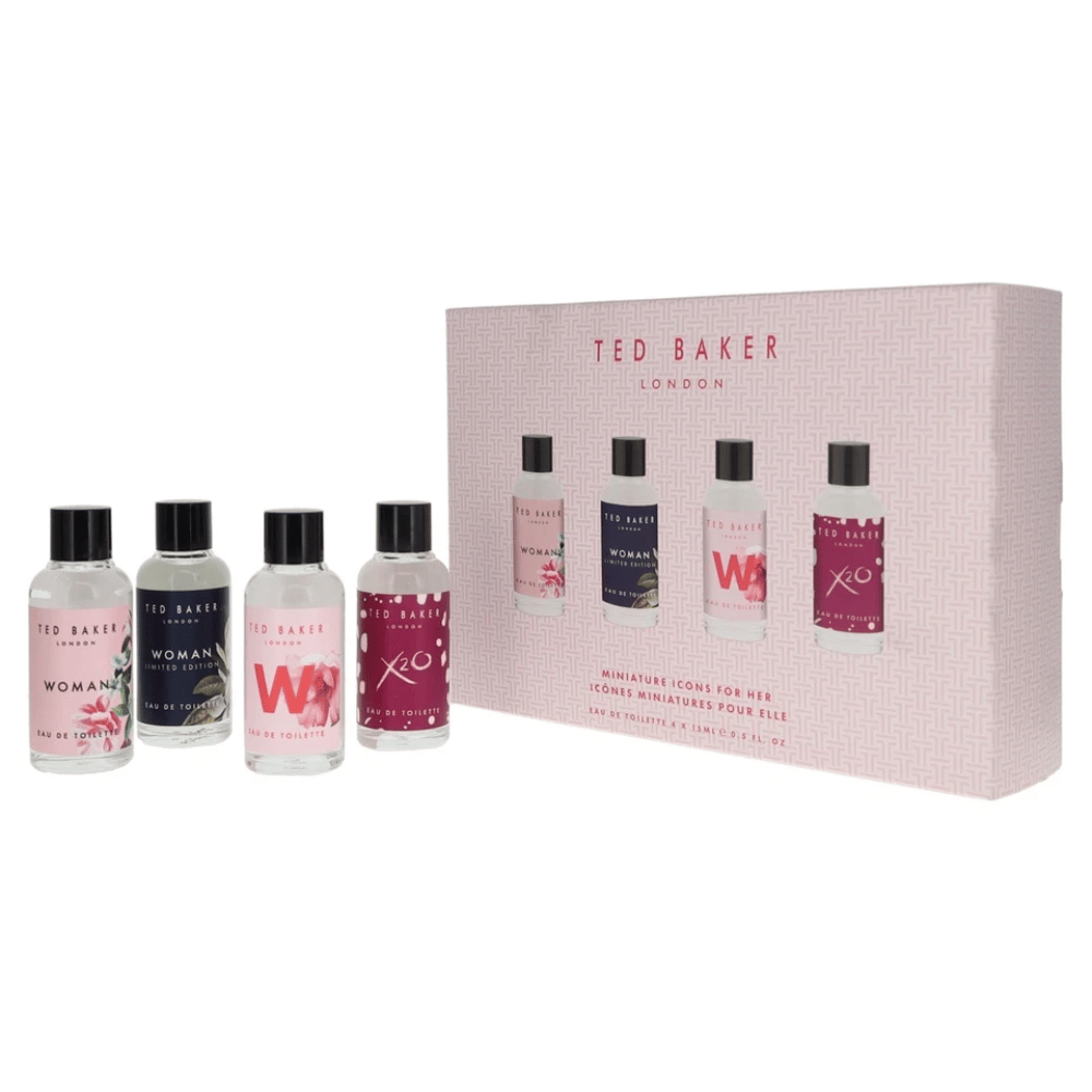 Ted Baker Ladies 15ml 4pc Gift Set15ml Skinwear Edt Splash, 15ml Skinwear Limited Edition Splash, 15ml Women Edt Splash, 15ml X20 Edt Splash- Lillys Pharmacy and Health Store