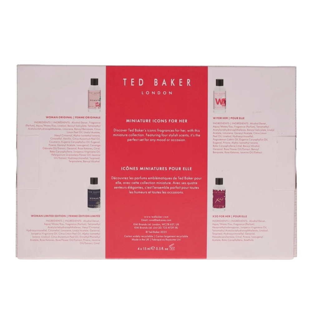 Ted Baker Ladies 15ml 4pc Gift Set15ml Skinwear Edt Splash, 15ml Skinwear Limited Edition Splash, 15ml Women Edt Splash, 15ml X20 Edt Splash- Lillys Pharmacy and Health Store