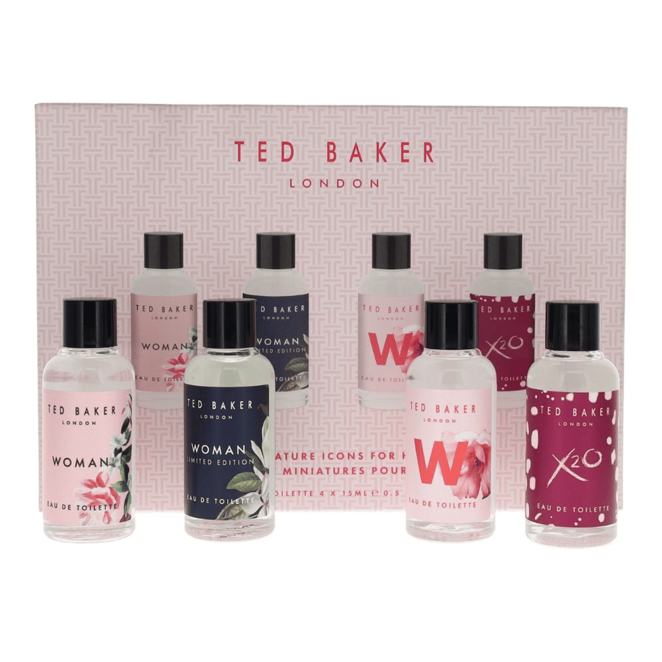 Ted Baker Ladies 15ml 4pc Gift Set15ml Skinwear Edt Splash, 15ml Skinwear Limited Edition Splash, 15ml Women Edt Splash, 15ml X20 Edt Splash- Lillys Pharmacy and Health Store