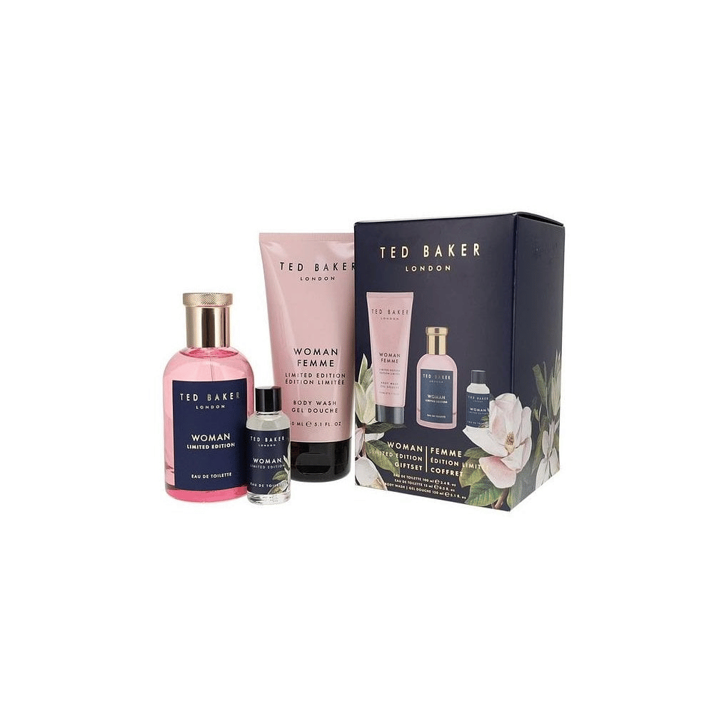 Ted Baker Woman Limited Edition 100ml 3 Piece Gift Set - 100ml Eau de Toilette Spray, 15ml Eau de Toilette Spray, 150ml Body Wash- Lillys Pharmacy and Health Store