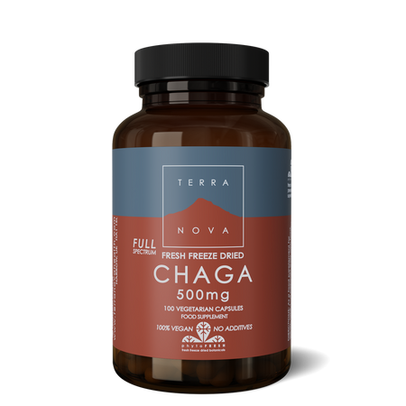 Terra Nova Org Chaga 500mg Fresh Freeze Dried Full Spectrum 100caps- Lillys Pharmacy and Health Store