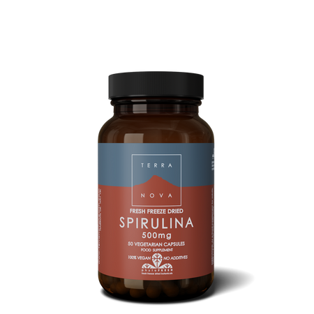 Terra Nova Org Spirulina 500mg Fresh Freeze Dried 50caps- Lillys Pharmacy and Health Store