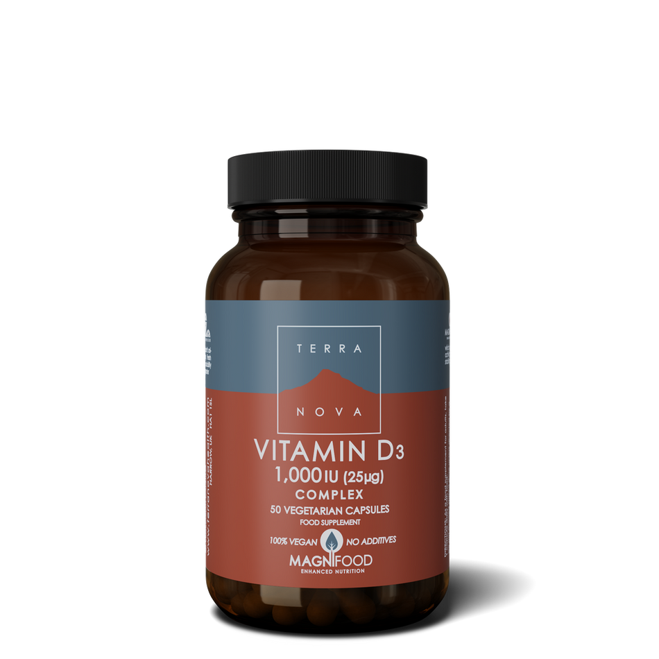 Terra Nova Vitamin D 1000iu Complex Vegan Source 50caps- Lillys Pharmacy and Health Store