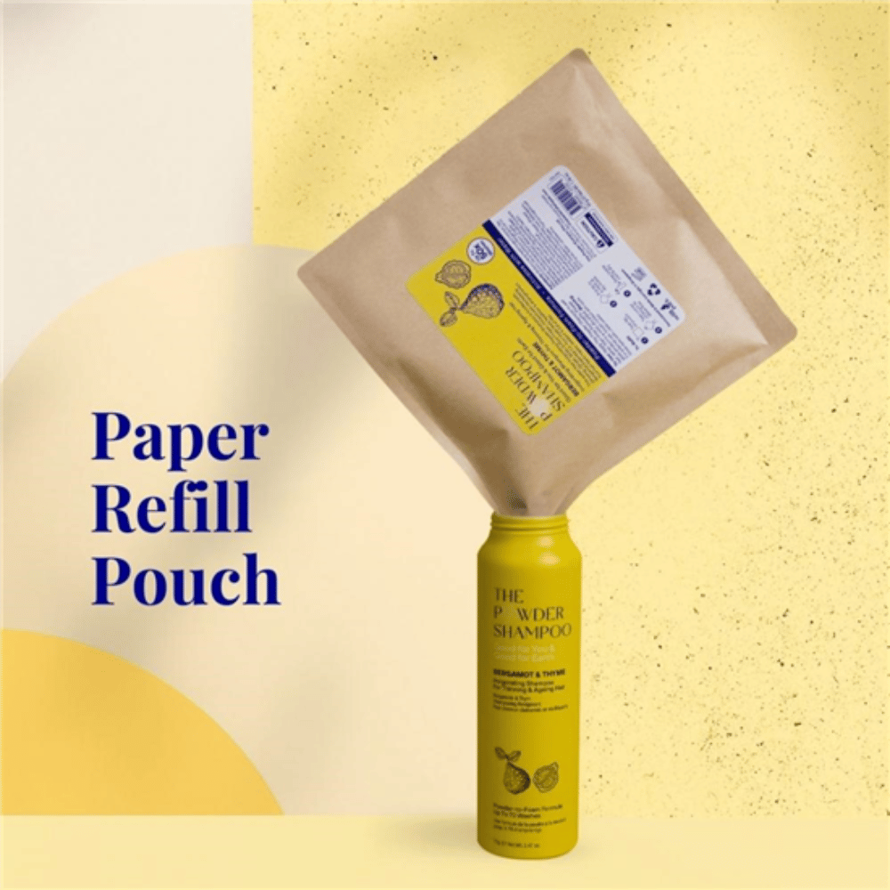 The Powder Shampoo Bergamot & Thyme Invigorating Shampoo for Thinning & Ageing Hair Refill Pouch 50g- Lillys Pharmacy and Health Store