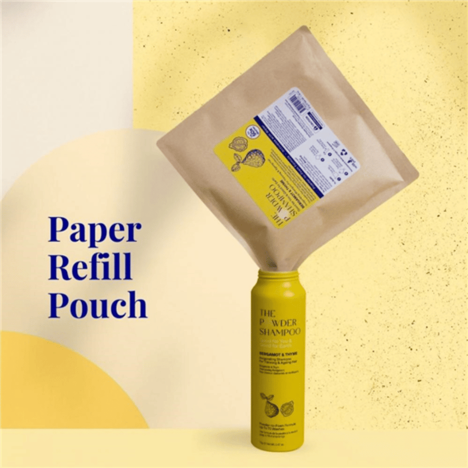 The Powder Shampoo Bergamot & Thyme Invigorating Shampoo for Thinning & Ageing Hair Refill Pouch 50g- Lillys Pharmacy and Health Store
