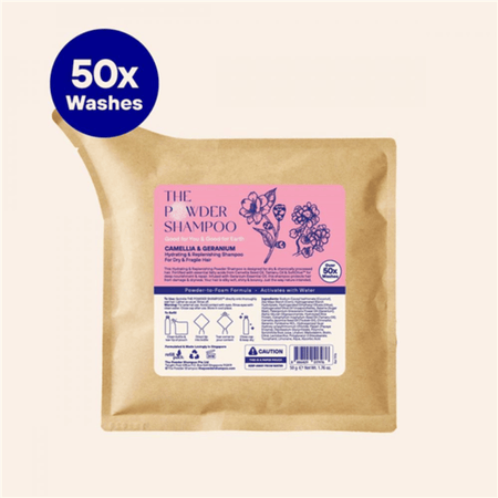The Powder Shampoo Camellia & Geranium Hydrating Shampoo For Dry & Fragile Hair Refill Pouch 50g- Lillys Pharmacy and Health Store