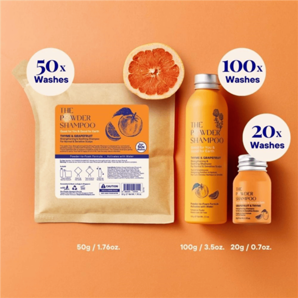 The Powder Shampoo Grapefruit & Thyme Strengthening Shampoo Refill Pouch 50g- Lillys Pharmacy and Health Store