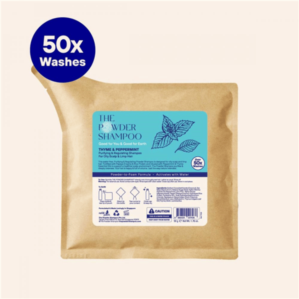 The Powder Shampoo Peppermint & Thyme Purifying Shampoo Refill Pouch 50g- Lillys Pharmacy and Health Store