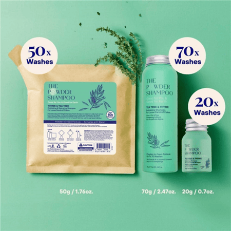 The Powder Shampoo Tea Tree & Thyme Exfoliating Shampoo Refill Pouch 50g- Lillys Pharmacy and Health Store