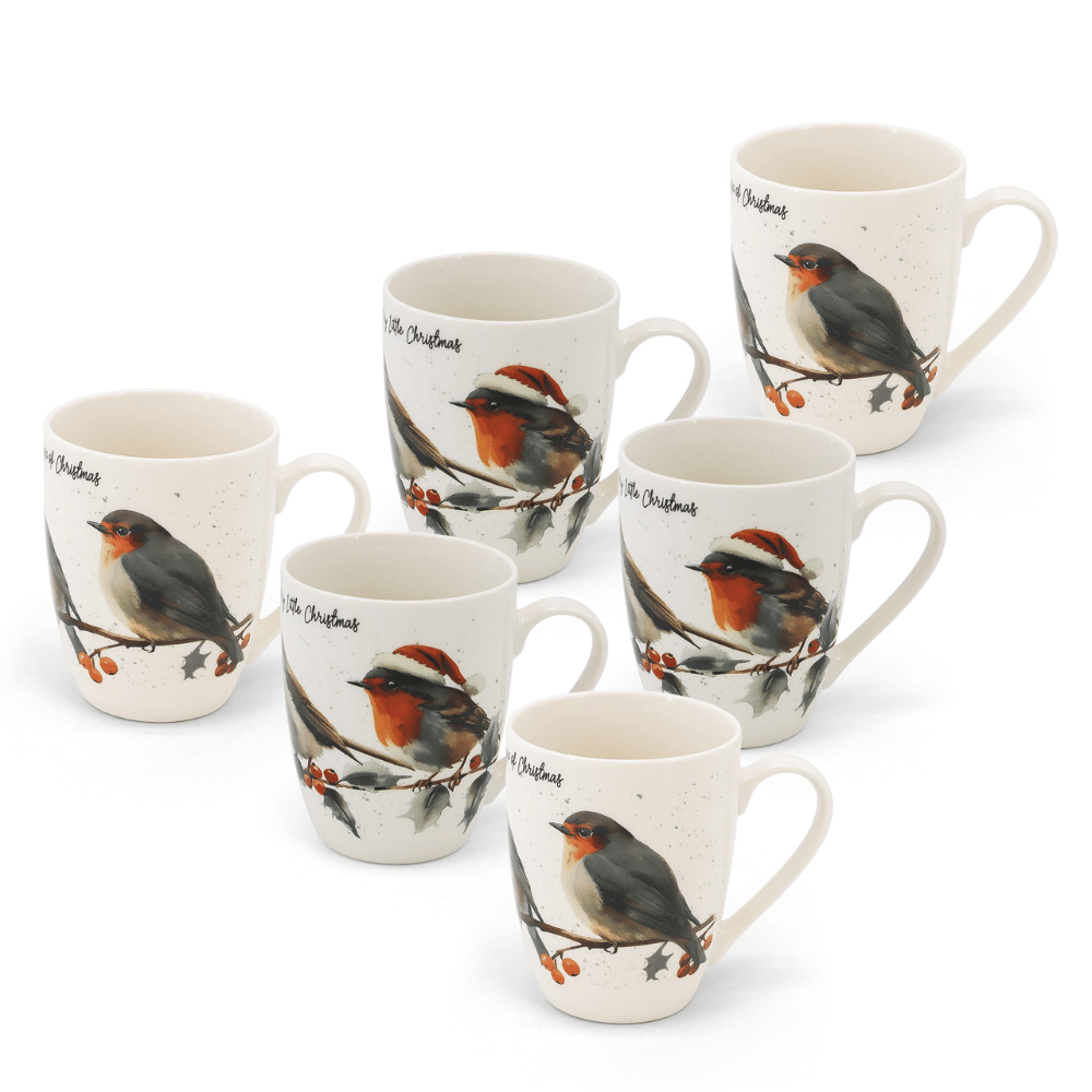 Tipperary Christmas Robins S/6 Hatbox Mugs- Lillys Pharmacy and Health Store