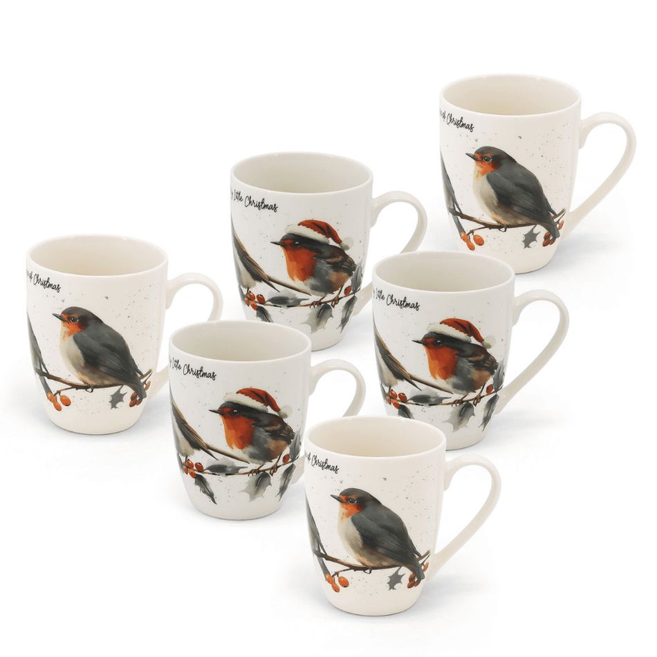 Tipperary Christmas Robins S/6 Hatbox Mugs- Lillys Pharmacy and Health Store