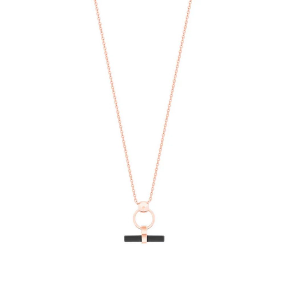 Tipperary Crystal Black T-Bar & Circle Pendant Rose Gold- Lillys Pharmacy and Health Store