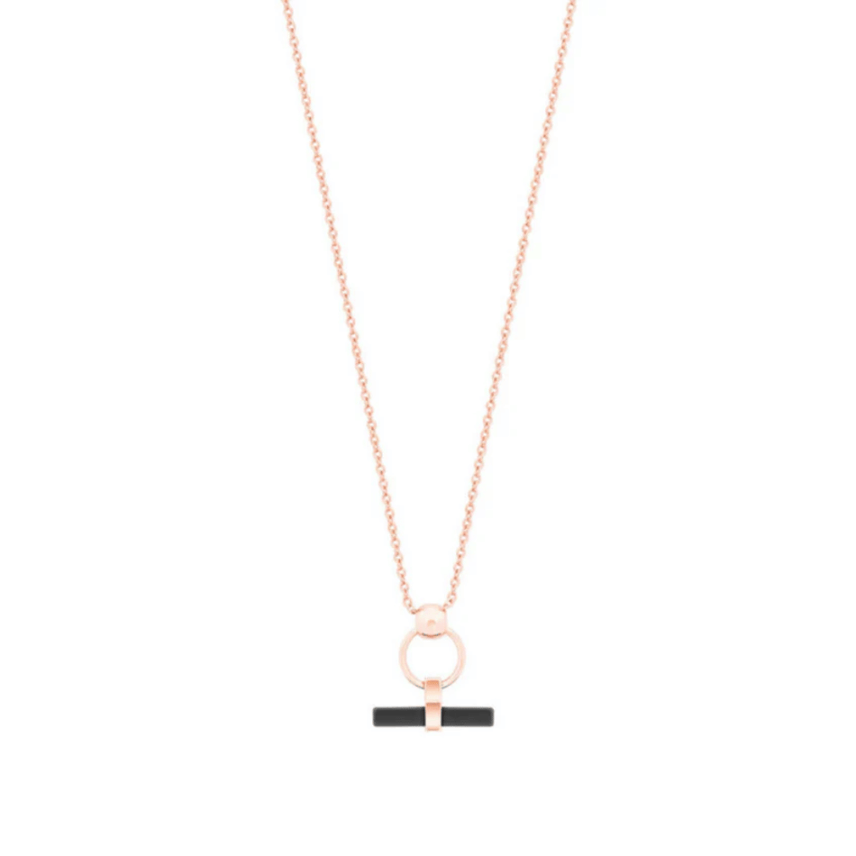 Tipperary Crystal Black T-Bar & Circle Pendant Rose Gold- Lillys Pharmacy and Health Store