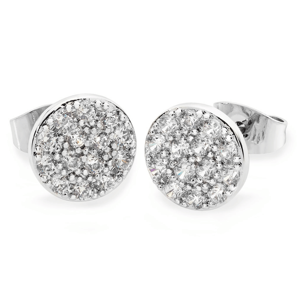 Tipperary Crystal Concave Pave Moon Earrings Silver- Lillys Pharmacy and Health Store