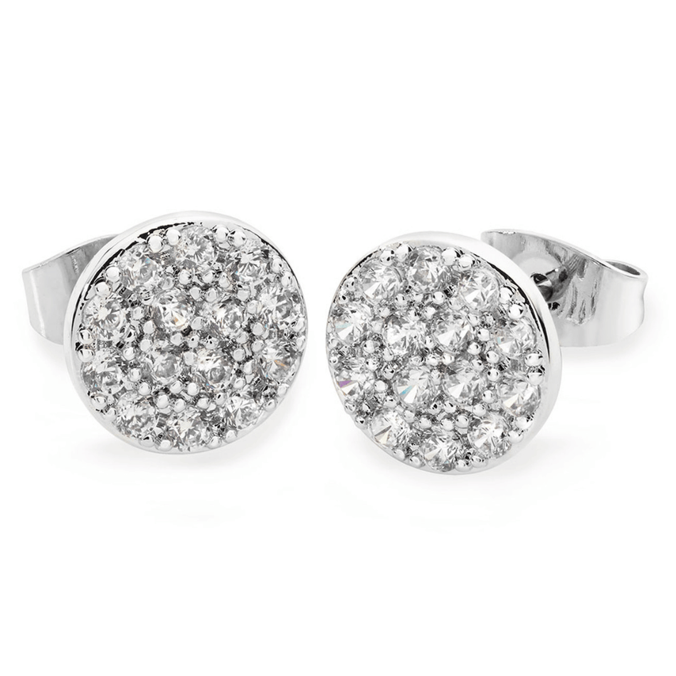 Tipperary Crystal Concave Pave Moon Earrings Silver- Lillys Pharmacy and Health Store