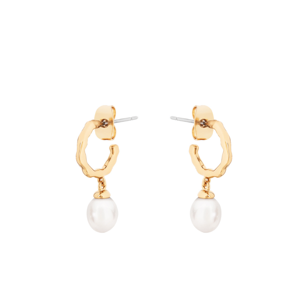 Tipperary Crystal Natural Pearl Hoop Earrings Gold- Lillys Pharmacy and Health Store