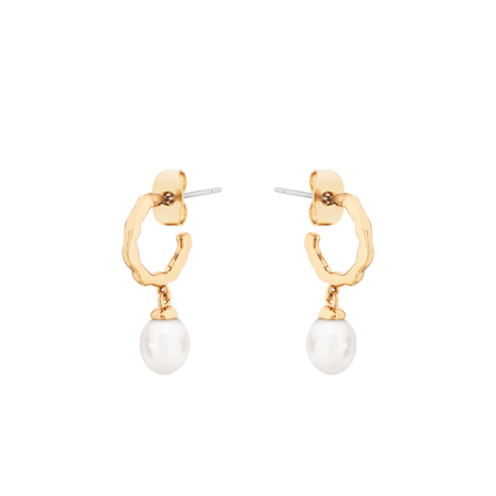 Tipperary Crystal Natural Pearl Hoop Earrings Gold- Lillys Pharmacy and Health Store