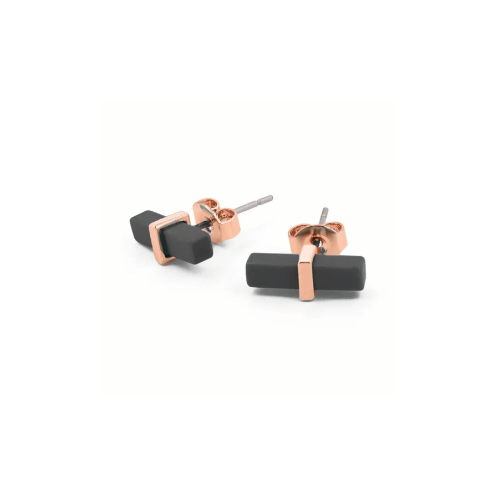 Tipperary Crystal T-Bar Black Bar Earrings Rose Gold- Lillys Pharmacy and Health Store