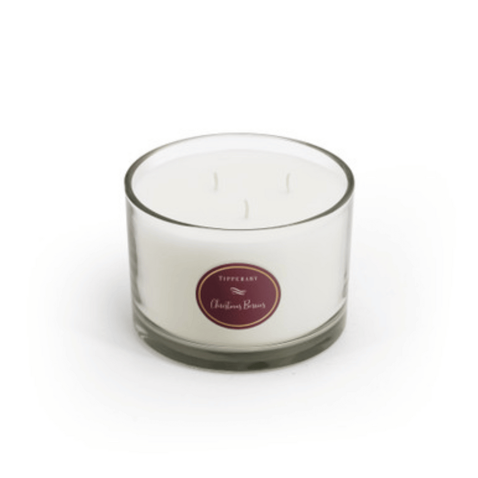 Tipperary Poinsettia 3 Wick Candle - Christmas Berries- Lillys Pharmacy and Health Store