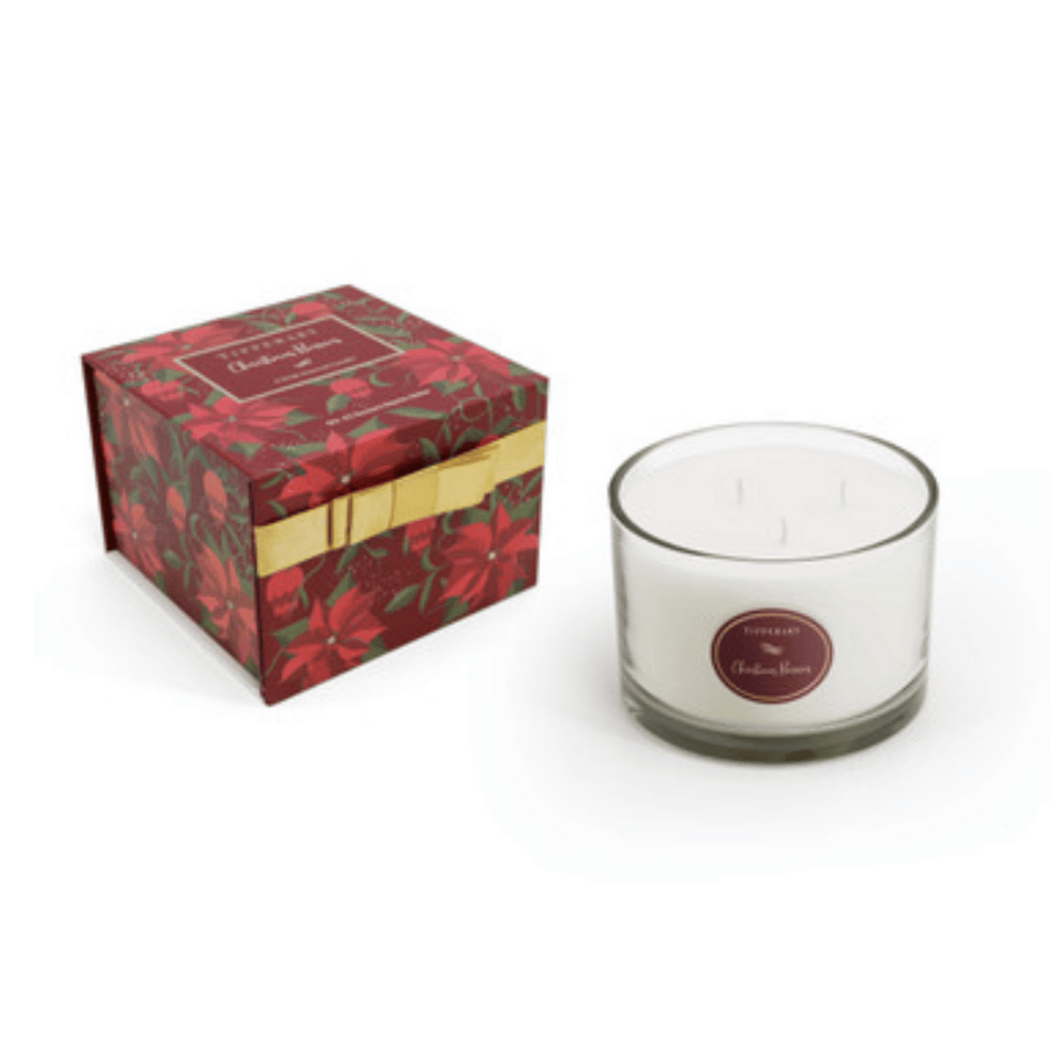 Tipperary Poinsettia 3 Wick Candle - Christmas Berries- Lillys Pharmacy and Health Store