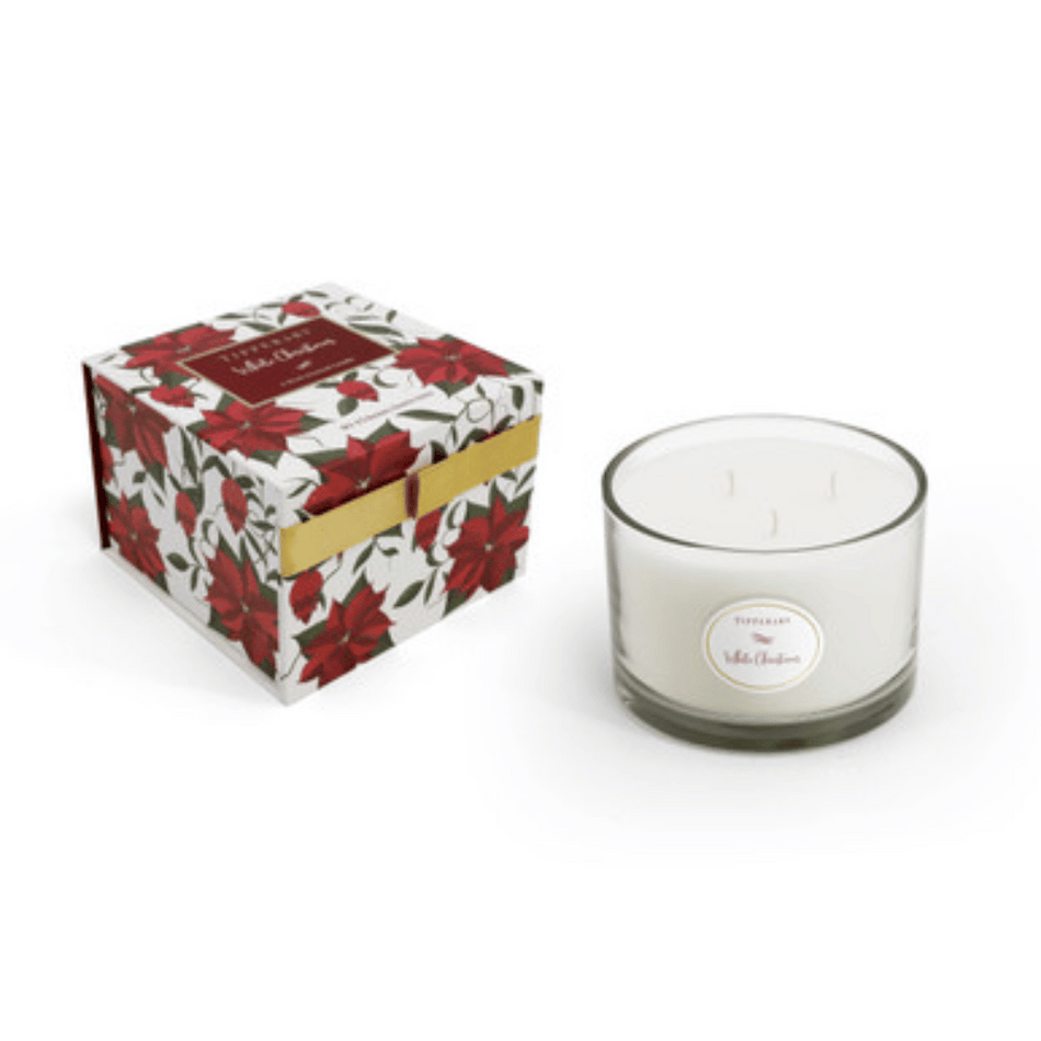 Tipperary Poinsettia 3 Wick Candle - White Christmas- Lillys Pharmacy and Health Store