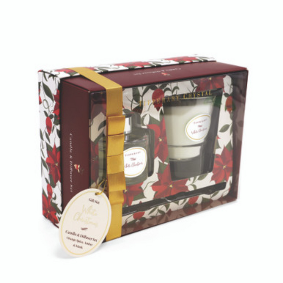 Tipperary Poinsettia Candle & Diffuser Set - White Christmas- Lillys Pharmacy and Health Store