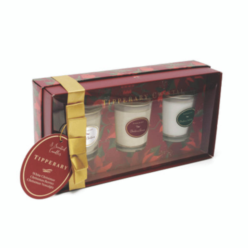 Tipperary Poinsettia S/3 Mini Candles - Christmas Berries- Lillys Pharmacy and Health Store