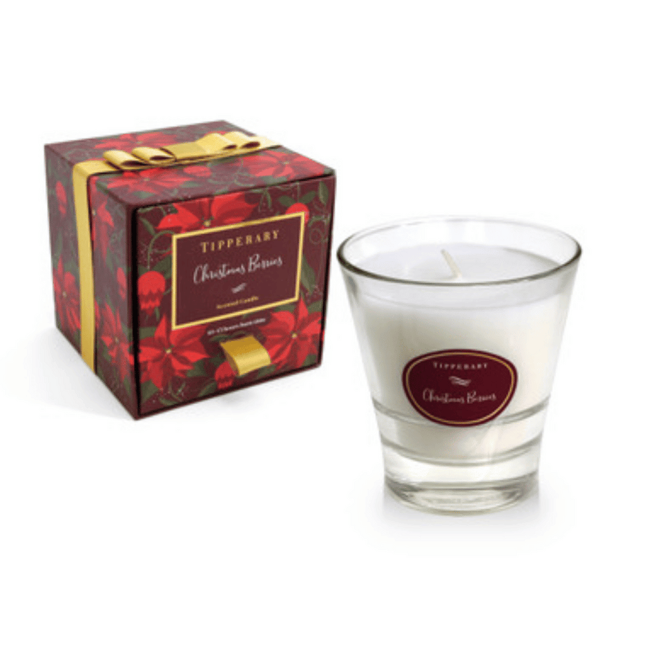 Tipperary Poinsettia Tumbler Candle - Christmas Berries- Lillys Pharmacy and Health Store