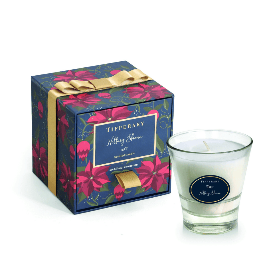 Tipperary Poinsettia Tumbler Candle - Nollaig Shona- Lillys Pharmacy and Health Store