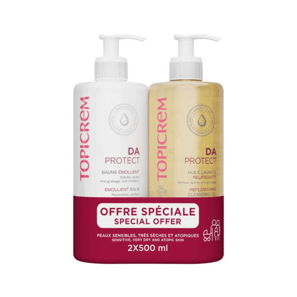 Topicrem Emollient Balm 500ml + Replenishing Cleansing Oil 500ml Duo- Lillys Pharmacy and Health Store